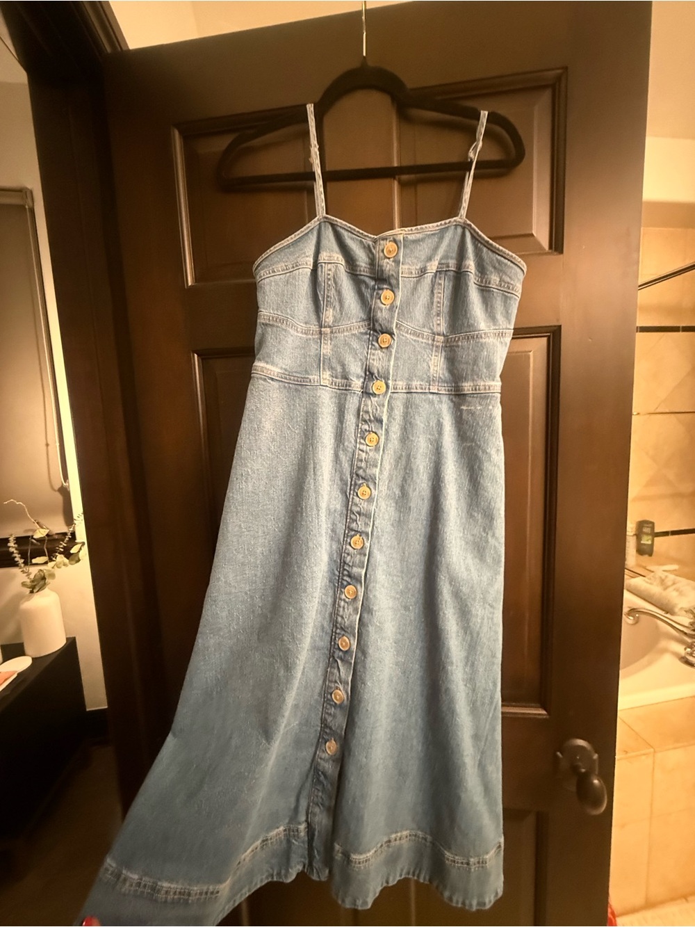 Target Light Blue Denim Button-Front Midi Dress